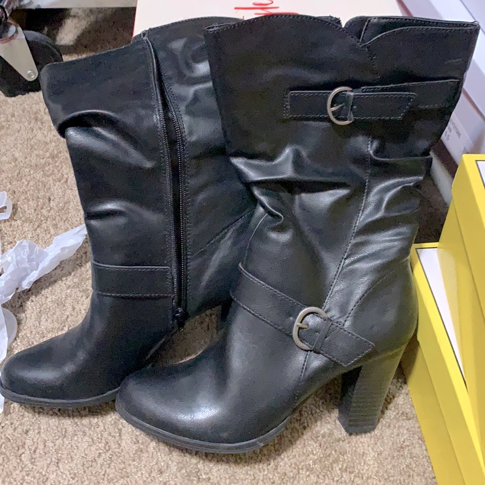 COPY - Brand New mid calf heeled boots